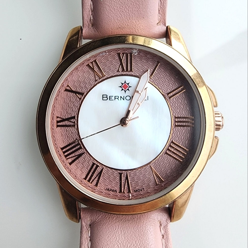 Bernoulli ladies watch pink rose gold leather and mother-of-pearl vintage